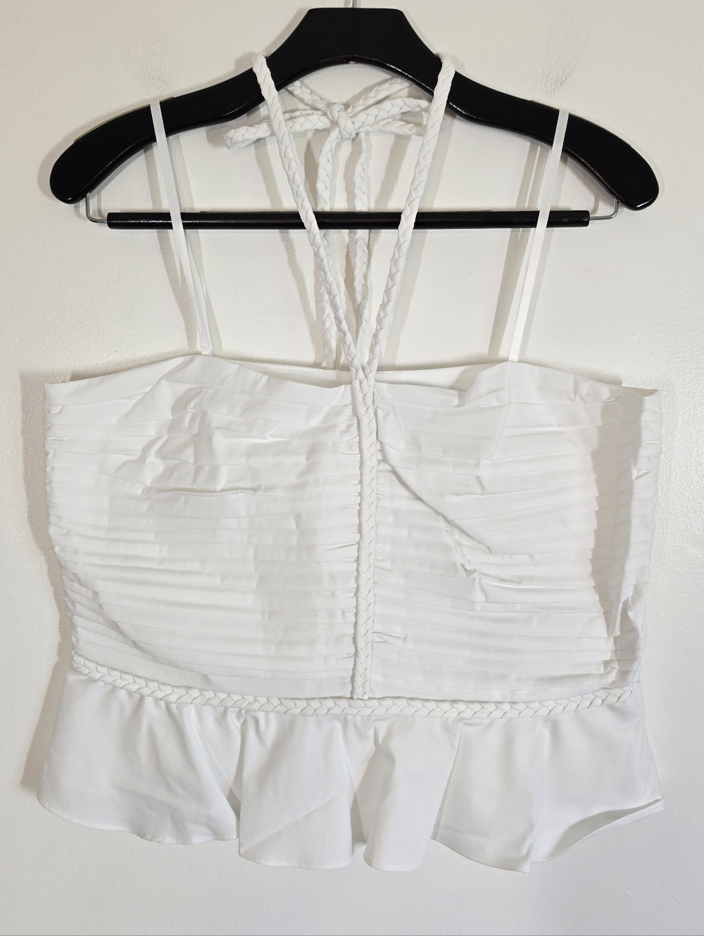 Veronica Beard Arienne Ruched Stretch Cotton Poplin Halterneck Top 14 NWT New - Picture 5 of 10
